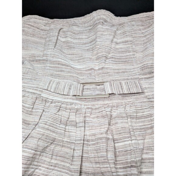 Banana Republic Strapless Dress Striped White Beige Size 8 Linen Y2K Mini Belt - Picture 3 of 14